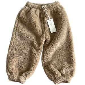 Rylee + Cru Sherpa Jogger Pants Sweatpants Beige Cozy 18-24 M NWT Winter Neutral